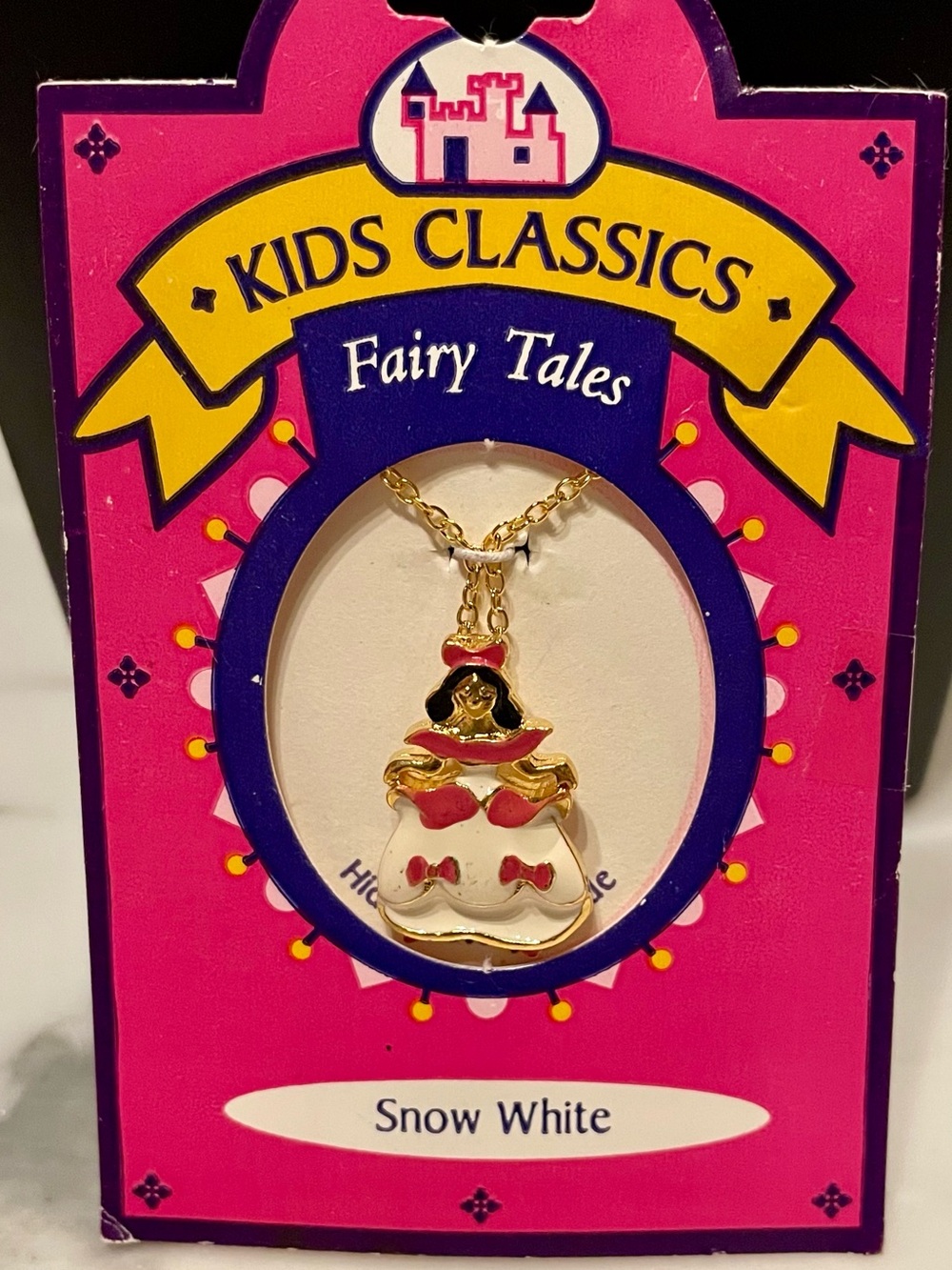 Vintage Kids Classic Snow White Enamel Pendant Necklace With Hidden Story Inside